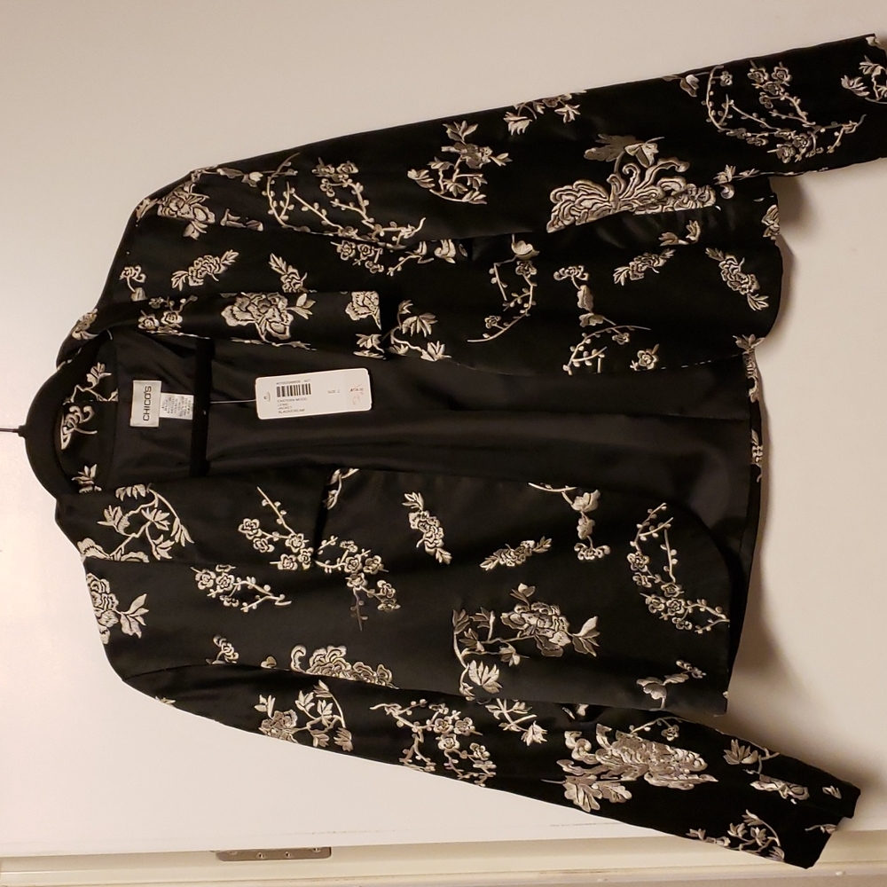 Chico's ladies black embroidered jacket